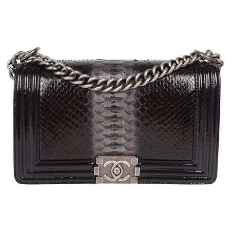 chanel black leather python bag medium snakeskin flap bag|chanel cambon tote.